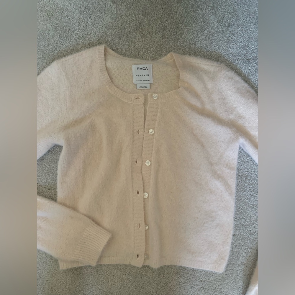 RVCA Women's Soft Pale Pink Button Cardigan